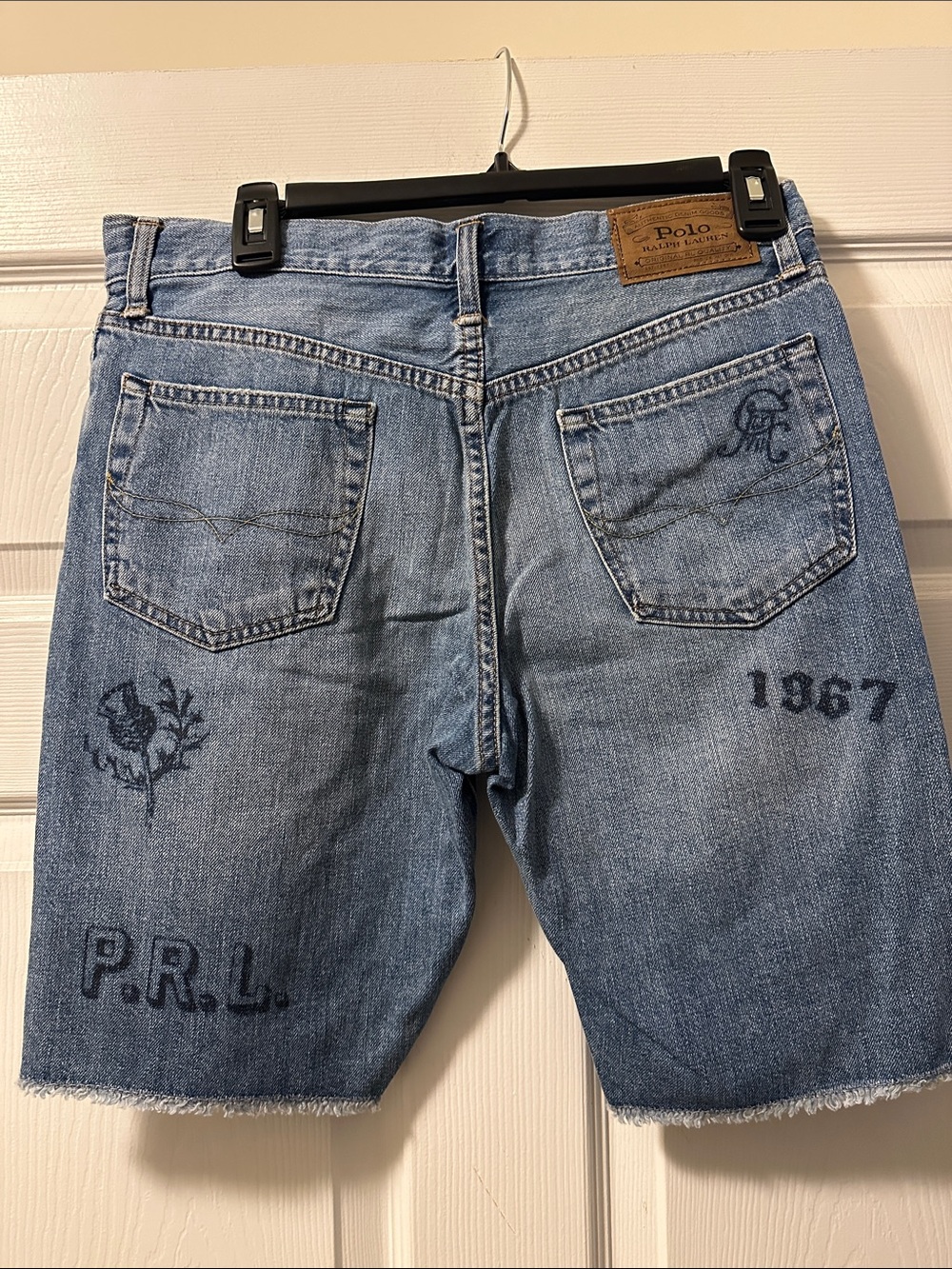 Boy’s Polo Ralph Lauren Light Blue Denim Shorts with Paintwork Graffiti Size 18